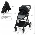 Costway Foldable High Landscape Baby Stroller with Reversible Reclining Seat