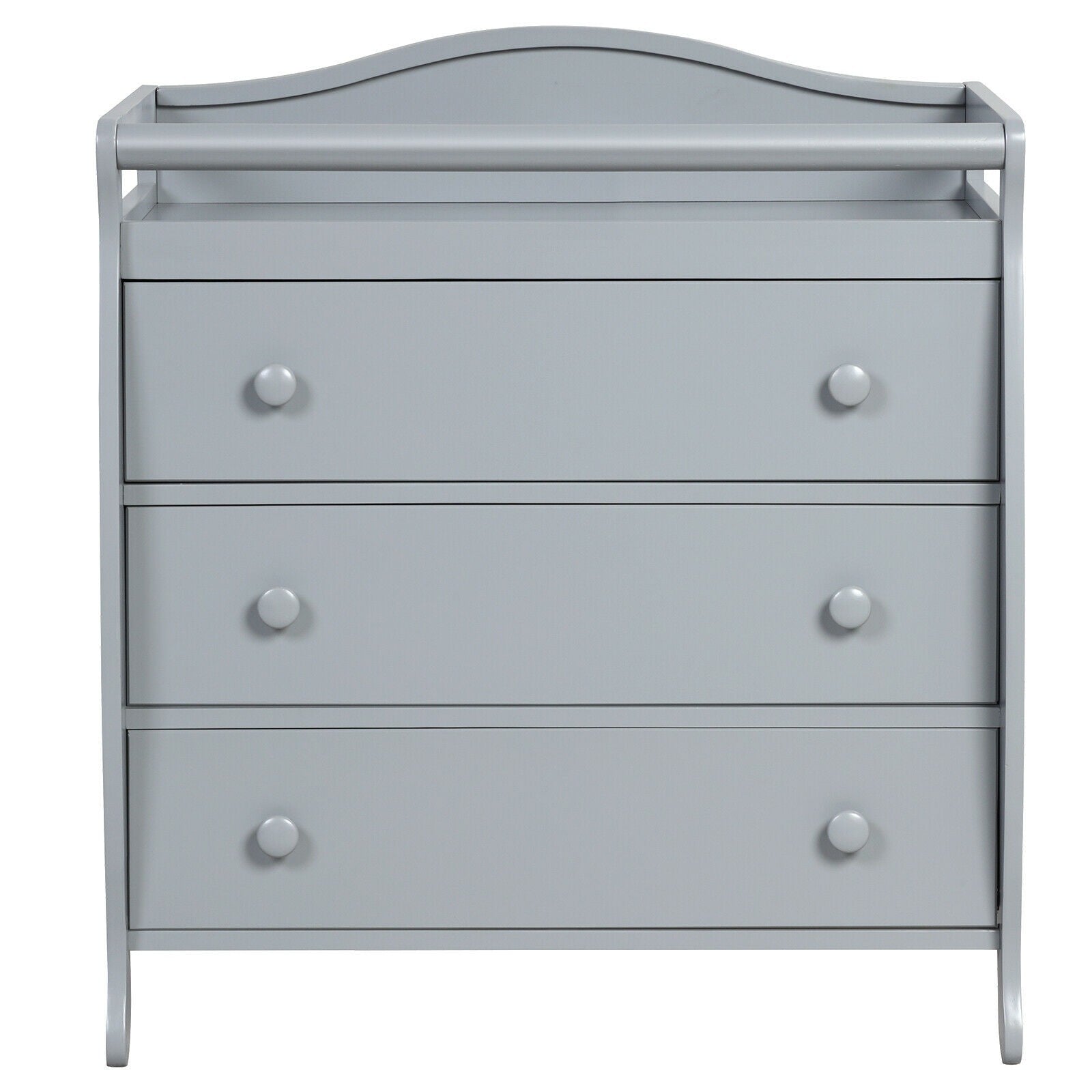 3-Drawer Dresser Changing Table with Safety Belt Guardrails in Gray