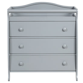 3-Drawer Dresser Changing Table with Safety Belt Guardrails in Gray