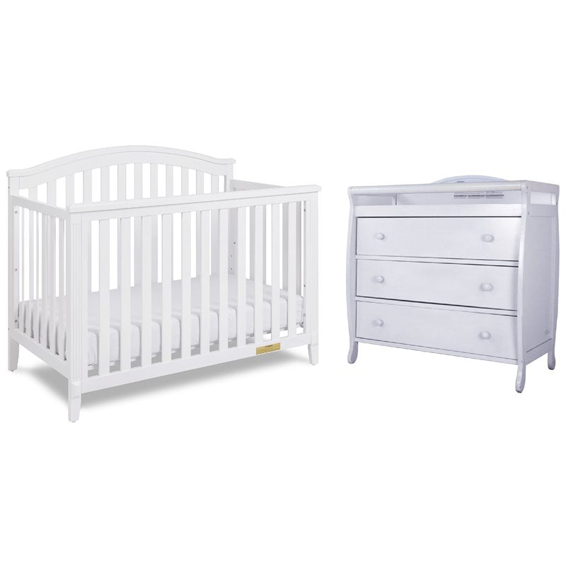 AFG Baby Kali II 4-in-1 Convertible Crib with Grace 3-Drawer Changer in White