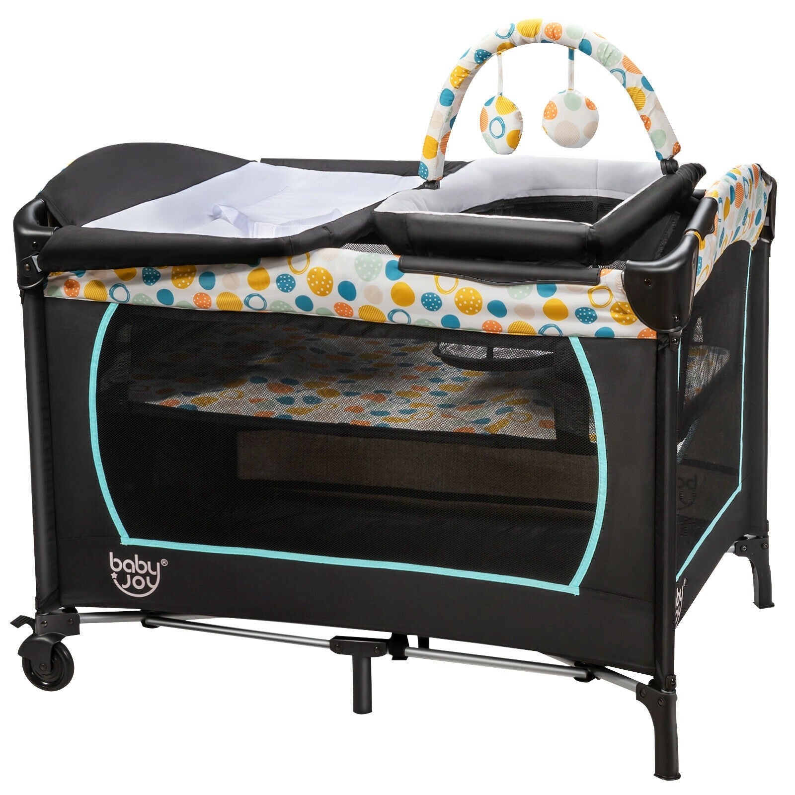 Costway 4-in-1 Convertible Portable Baby Playard with Changing Station