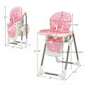 Image of Costway Folding Baby High Dining Chair with 6-Level Height Adjustment