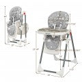 Costway Folding Baby High Dining Chair with 6-Level Height Adjustment