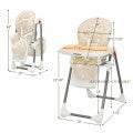Image of Costway Folding Baby High Dining Chair with 6-Level Height Adjustment