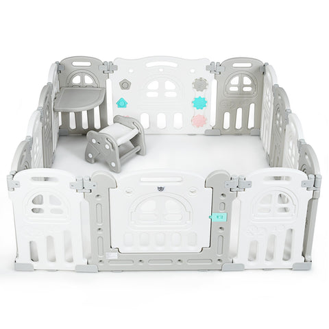 Image of Costway 14-Panel Foldable Baby Activity Centre Playpen