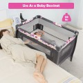 Costway 4-in-1 Convertible Portable Baby Playard Newborn Napper with Music and Toys