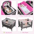 Costway 4-in-1 Convertible Portable Baby Playard Newborn Napper with Music and Toys