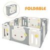 Costway 14-Panel Foldable Baby Playpen Safety Yard with Storage Bag