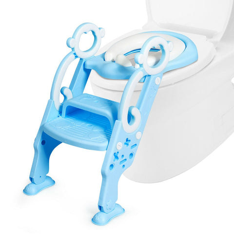 Image of Costway Adjustable Foldable Toddler Toilet Training Seat Chair