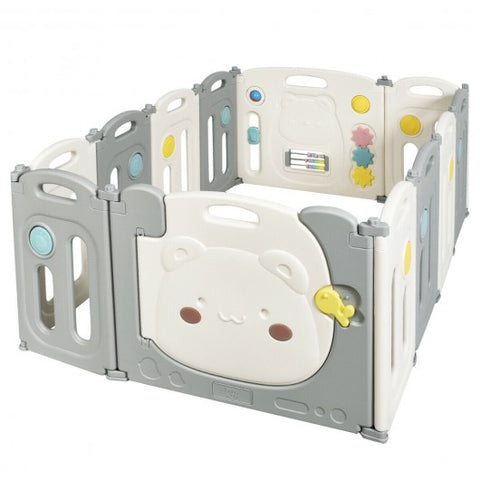 Image of Costway 12 Panel Baby Playpen Kids Activity Play Yard