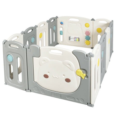 Image of Costway 12 Panel Baby Playpen Kids Activity Play Yard