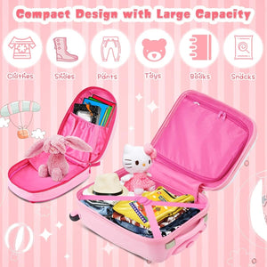 Costway Kids Backpack Suitcase with Wheels Carry On in  Pink