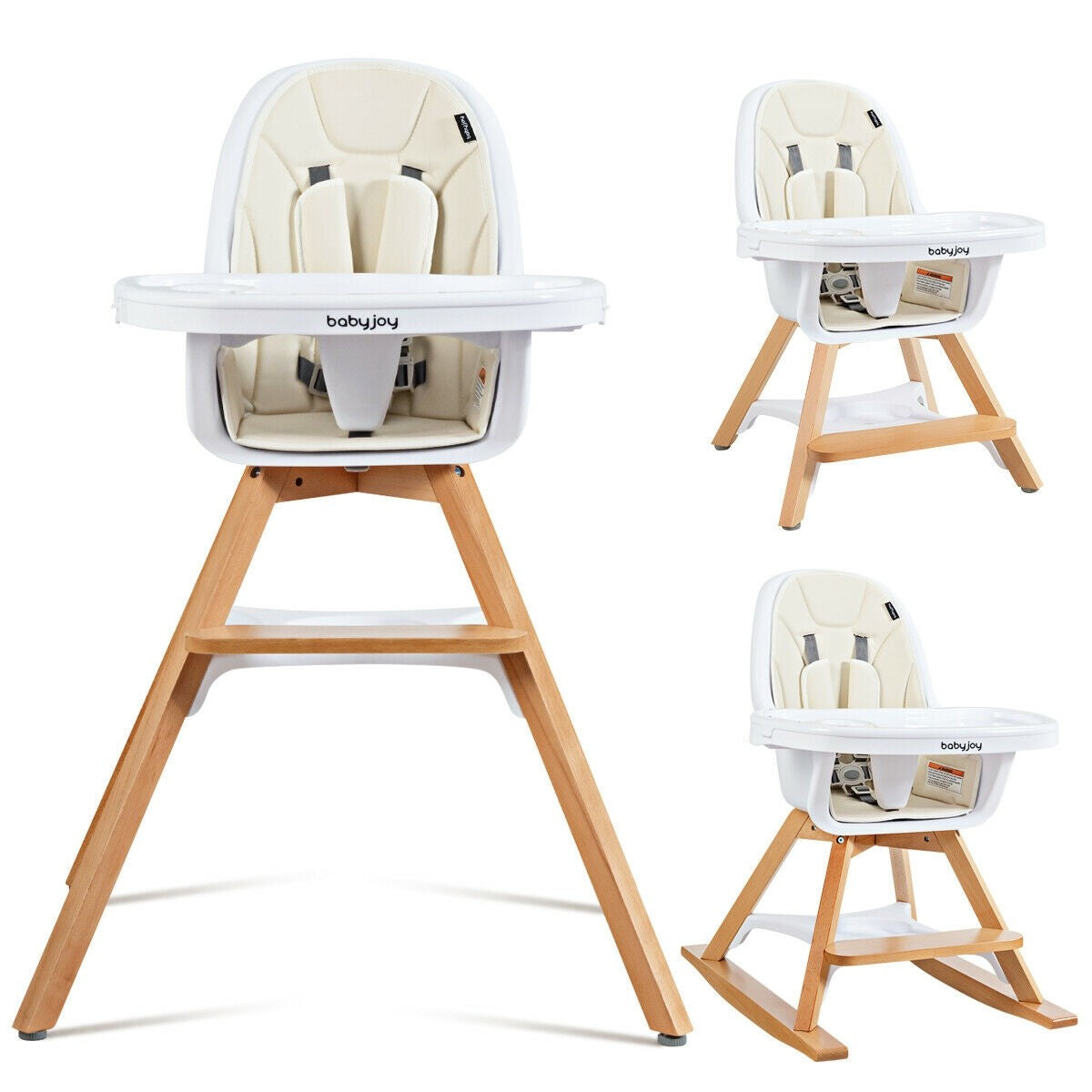 Costway 3-in-1 Convertible Wooden Baby High Chair