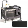 Costway 3-in-1 Convertible Portable Baby Playard with Music Box, Wheel and Brakes