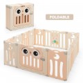 Costway 14-Panel Baby Playpen Kids Activity Center Foldable Play Yard with Lock Door