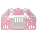 Image of Costway 18-Panel Baby Playpen with Music Box & Basketball Hoop