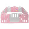Costway 18-Panel Baby Playpen with Music Box & Basketball Hoop