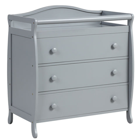 Image of 3-Drawer Dresser Changing Table with Safety Belt Guardrails in Gray