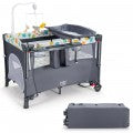 Image of Costway 5 in 1 Baby Nursery Center Foldable Toddler Bedside Crib with Music Box