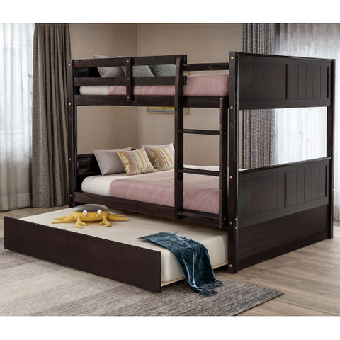 Image of Lucky Furniture Full Over Full Bunk Bed with Twin Size Trundle, White