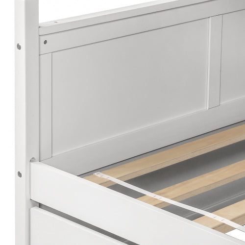 Lucky Furniture Full Over Full Bunk Bed with Twin Size Trundle, White