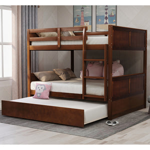 Lucky Furniture Full Over Full Bunk Bed with Twin Size Trundle, White