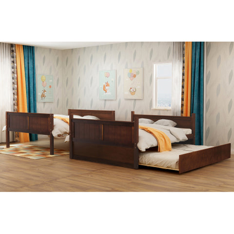 Image of Lucky Furniture Full Over Full Bunk Bed with Twin Size Trundle, White