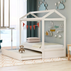 Kids House Bed with Trundle