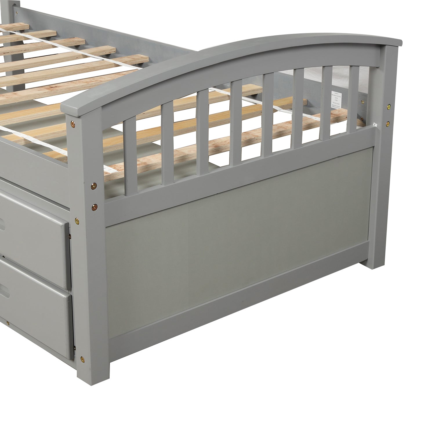 Oris Fur. Twin Size Platform Storage Bed Solid Wood Bed with 6 Drawers in Grey