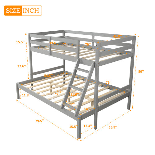 Twin over full bunk bed ( Gray ）