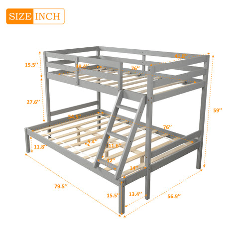 Image of Twin over full bunk bed ( Gray ）