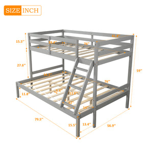 Twin over full bunk bed ( Gray ）