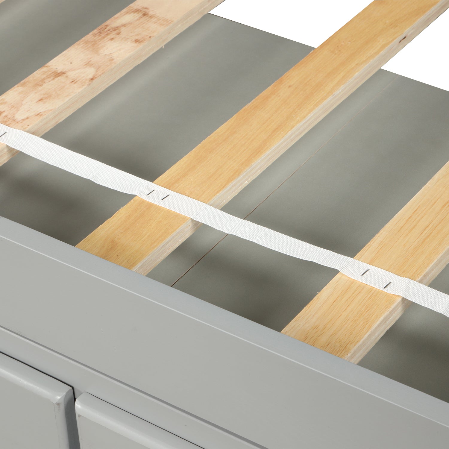 Oris Fur. Twin Size Platform Storage Bed Solid Wood Bed with 6 Drawers in Grey