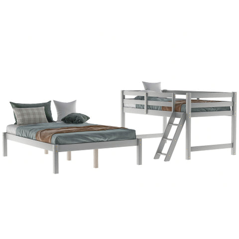 Image of Twin over full bunk bed ( Gray ）
