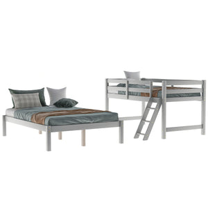 Twin over full bunk bed ( Gray ）