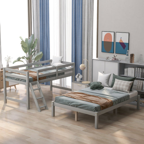 Twin over full bunk bed ( Gray ）