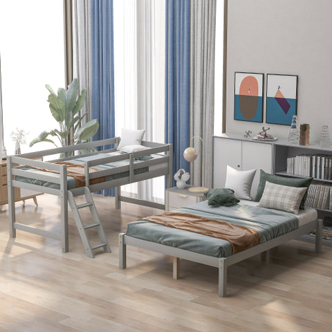 Image of Twin over full bunk bed ( Gray ）