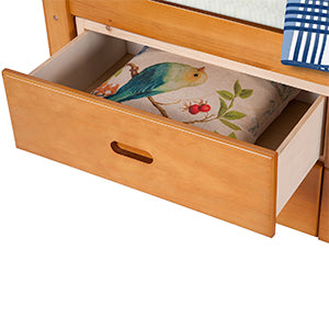 Oris Fur. Twin Size Platform Storage Bed Solid Wood Bed with 6 Drawers in Oak