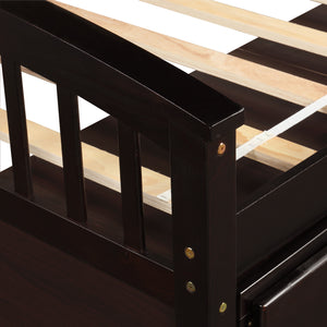 Oris Fur. Twin Size Platform Storage Bed Solid Wood Bed with 6 Drawers in Espresso