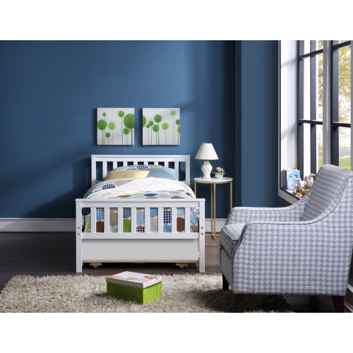 Twin Bed with Trundle For Kids and Toddlers in Grey or White
