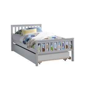 Twin Bed with Trundle For Kids and Toddlers in Grey or White