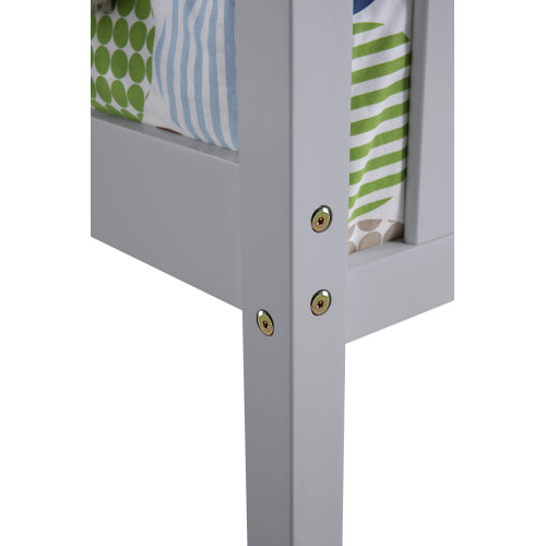 Twin Bed with Trundle For Kids and Toddlers in Grey or White