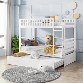 Oris Fur. Twin Bunk Beds for Kids with Safety Rail and Movable Trundle bed