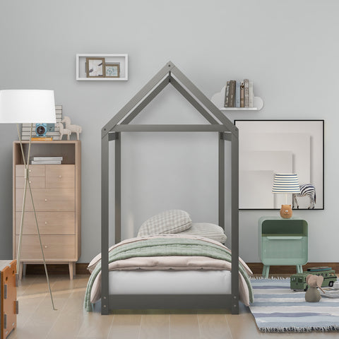 Image of Twin Size Wooden House Bed