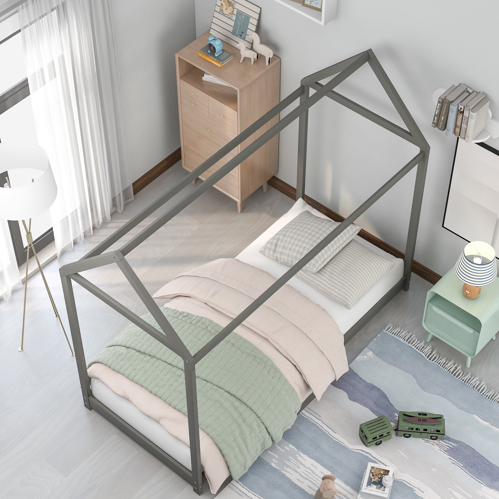 Twin Size Wooden House Bed