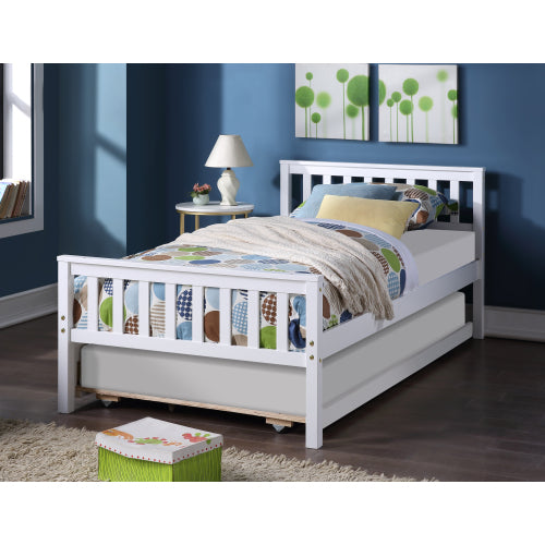 Twin Bed with Trundle For Kids and Toddlers in Grey or White
