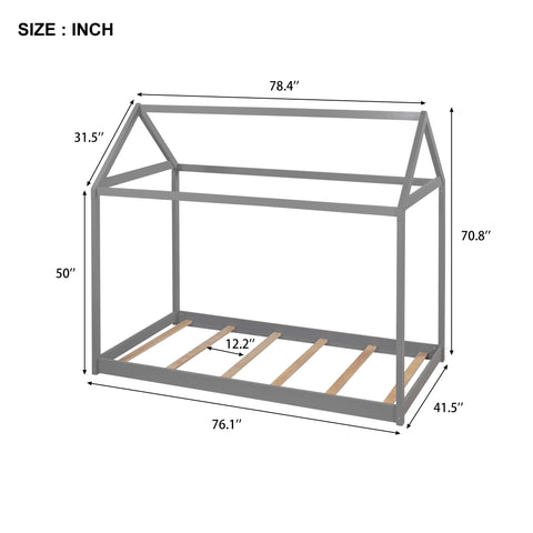 Image of Twin Size Wooden House Bed