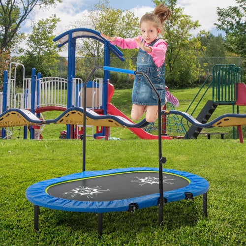 MRS Parent-Child Twin Trampoline with Adjustable Handrail and Safety Cover