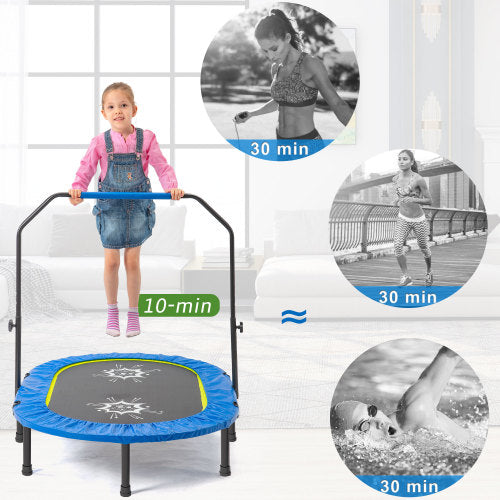 MRS Parent-Child Twin Trampoline with Adjustable Handrail and Safety Cover