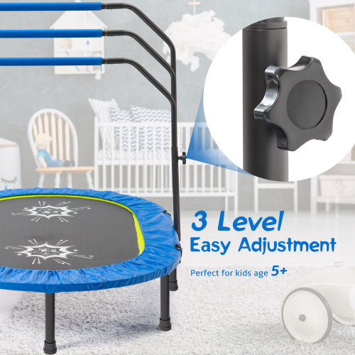MRS Parent-Child Twin Trampoline with Adjustable Handrail and Safety Cover